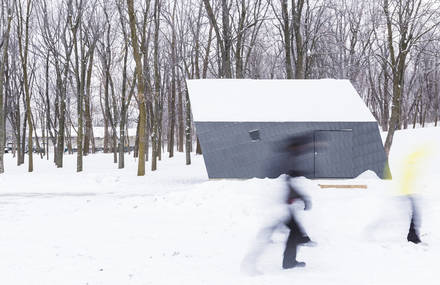 Small Booths Inside a Canadian Snowy Forest