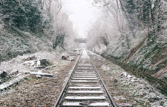 Beautiful Railway In The Snow