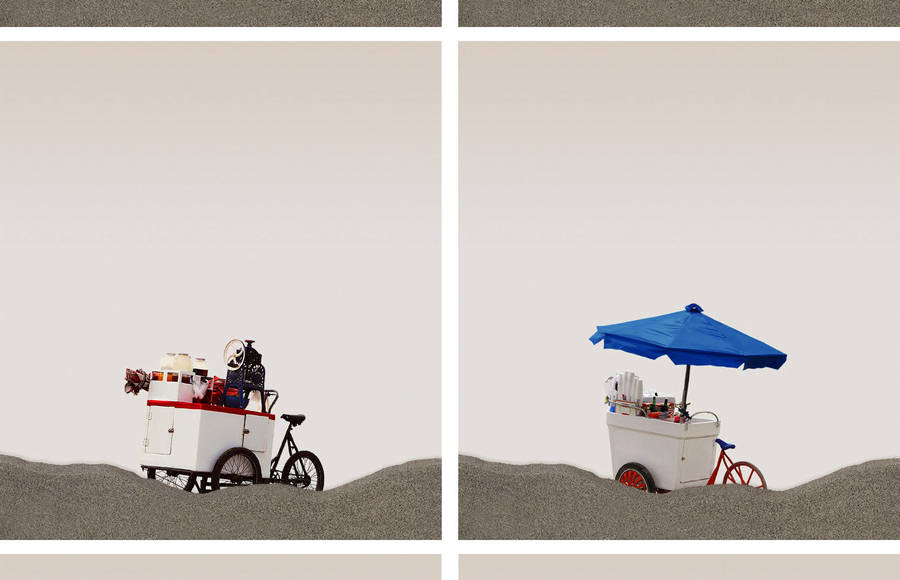 Minimalist Renderings of Colombian Street Vendors