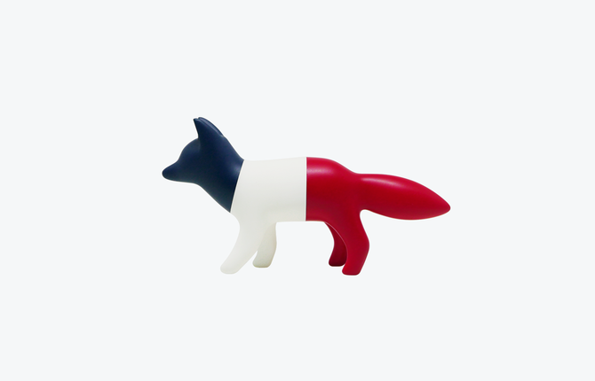 Cute Tricolor Fox Toy Collectible by Superfiction x Maison Kitsuné