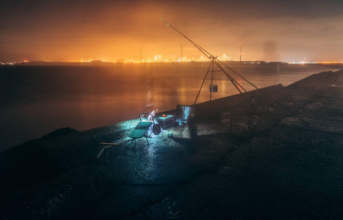 Long Exposure Images of Night Fishing in the Netherlands