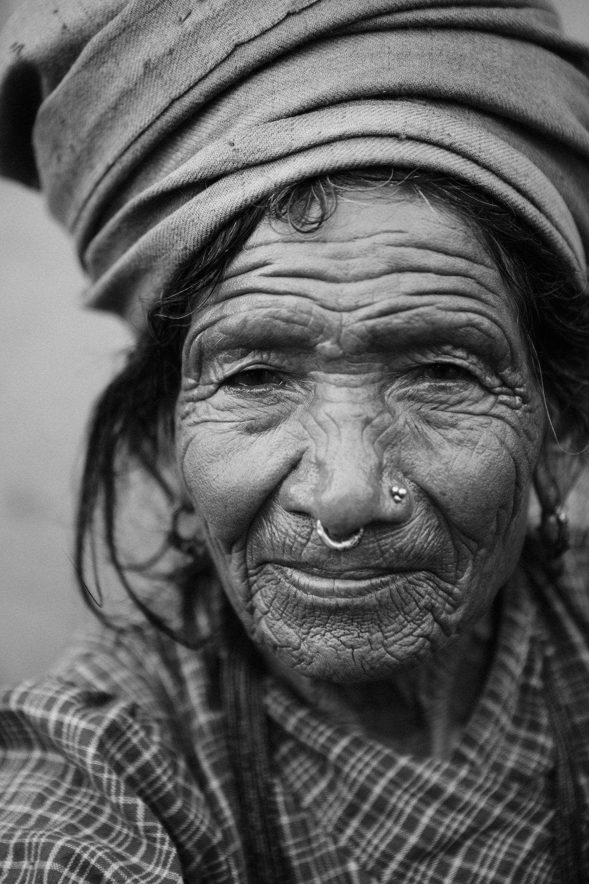 Portrait of an old Nepalese woman.