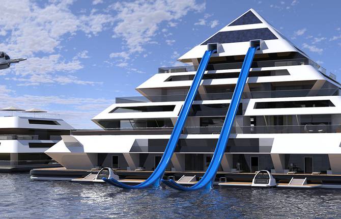 A Floating City in the Shape of a Pyramid