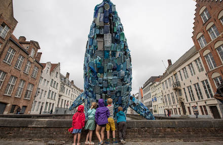 Giant Whale against Ocean’s Pollution in Bruges