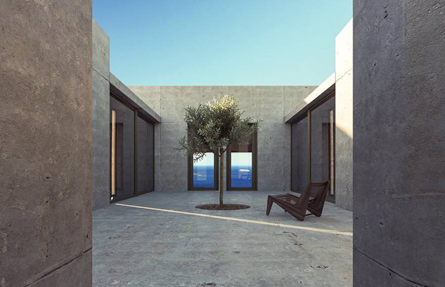 Brutalist Architecture at the Top of Santorini