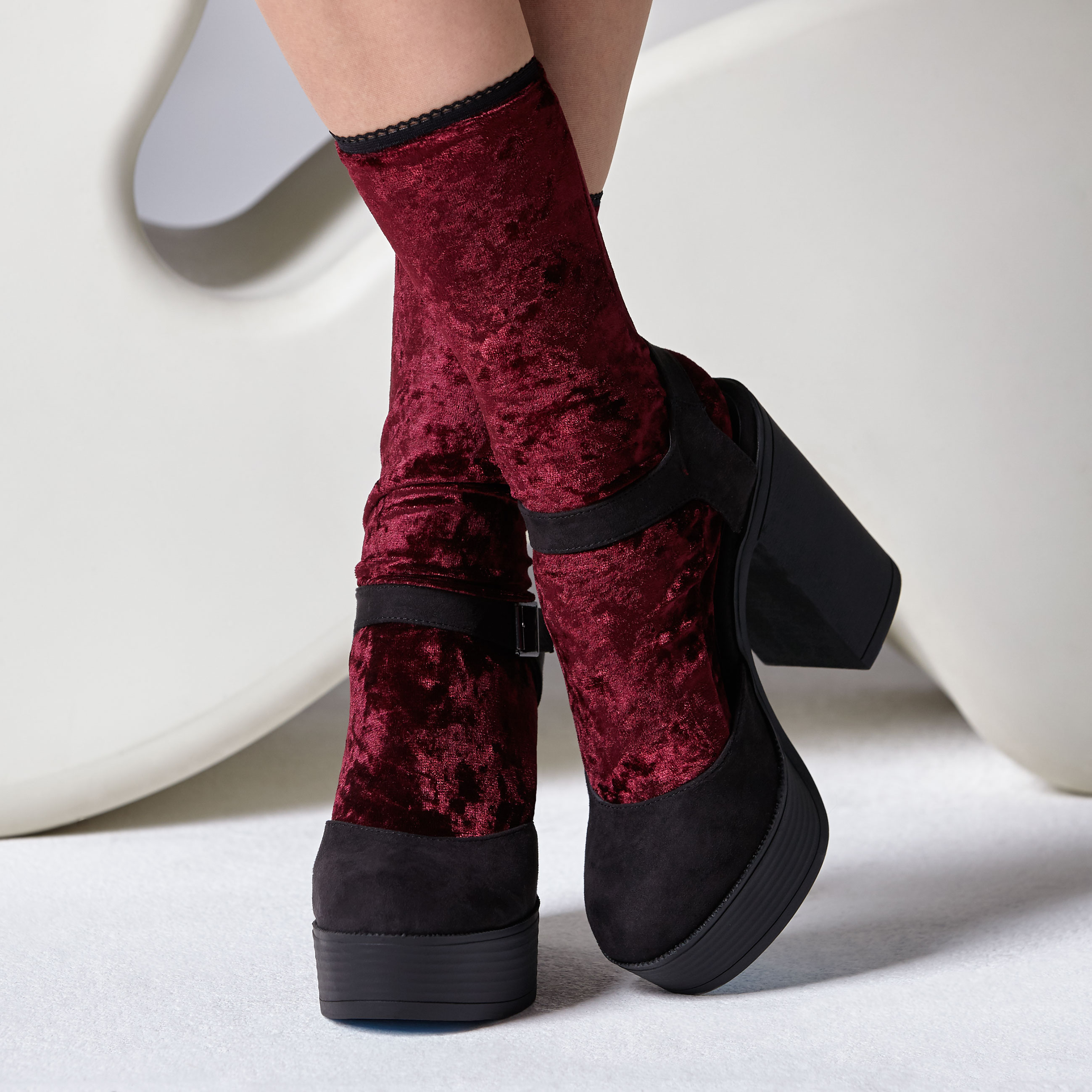 velvet socks red