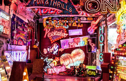 A Cafe Entirely Decorated with Neons