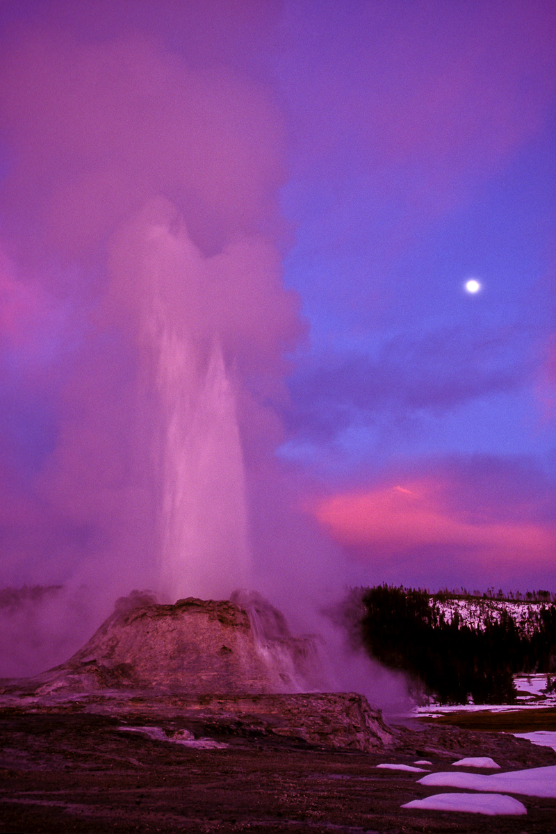 Castle Geyser and Full Moon