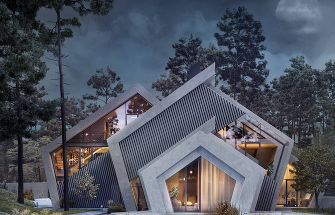 Impressive Pentahouse Made of Concrete