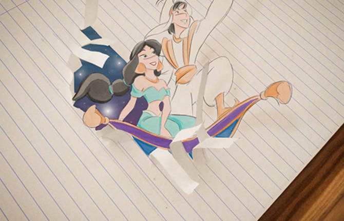 Amazing Out of Paper Disney Illustrations by Luigi Kemo Volo