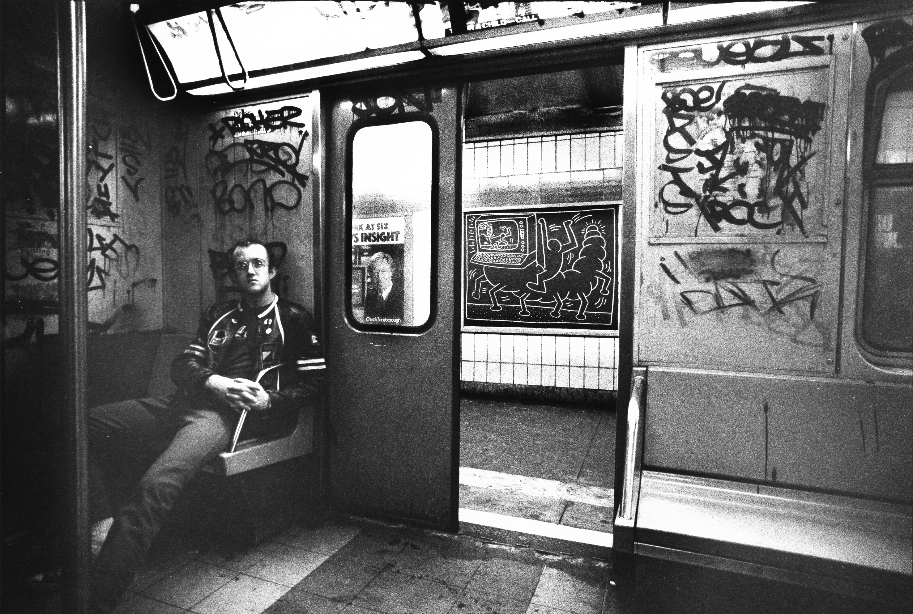 Keith Haring in Subway Car, ca. 1984