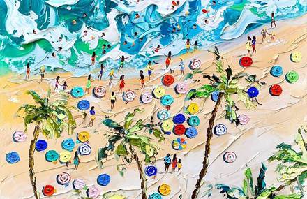 Summer Beach Knife Oil Paintings by Alena Shymchonak