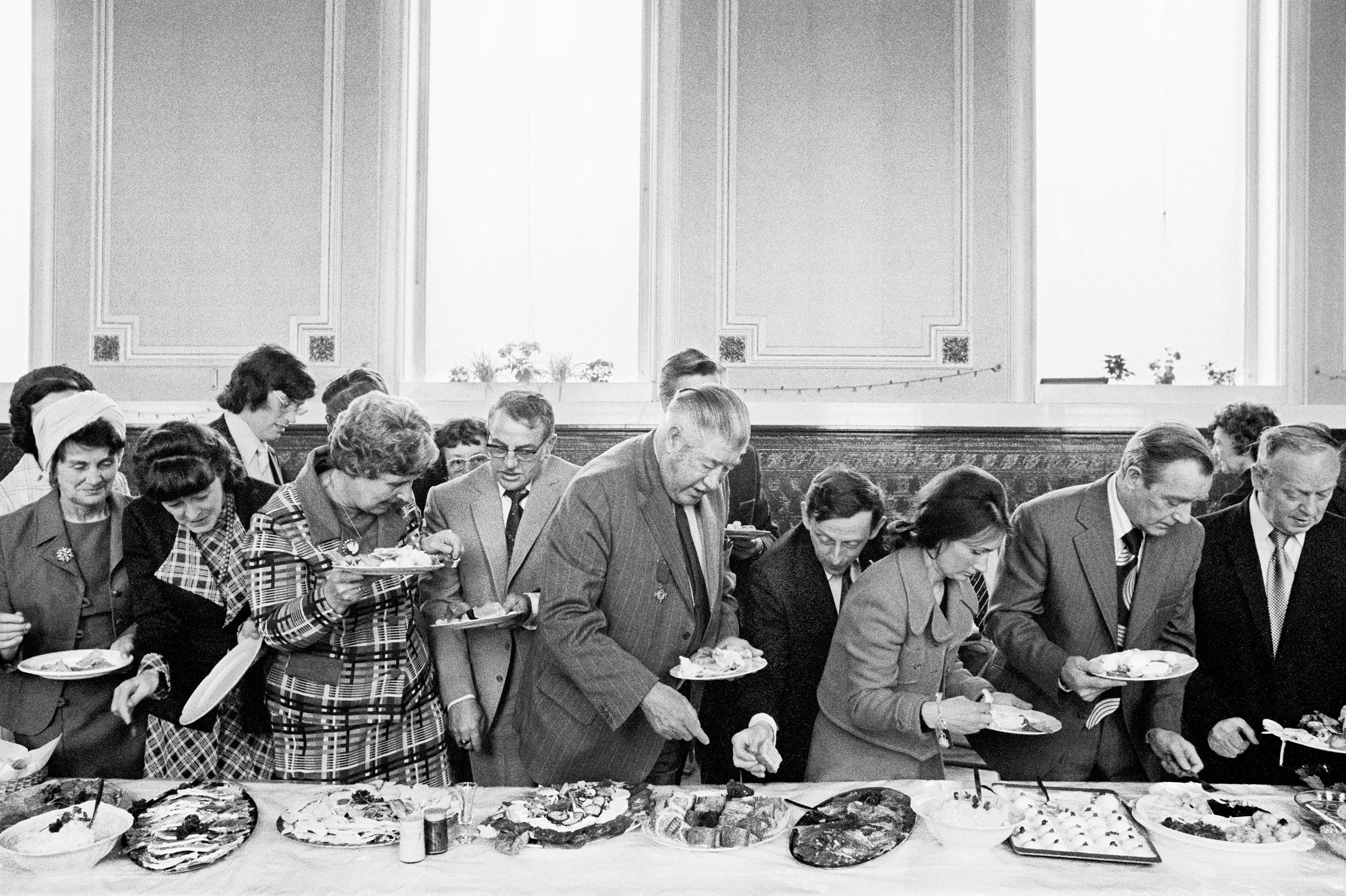 web Mayor of Todmorden’s inaugural banquet, Todmorden, West Yorkshire, England, 1977 by Martin Parr