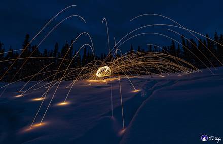 Spinning Steel Wool Captured By Night