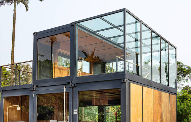 Shipping Containers Transformed into a Suite