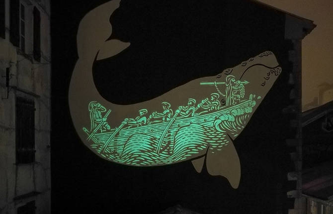 A Fluorescent Murales of a Giant Whale