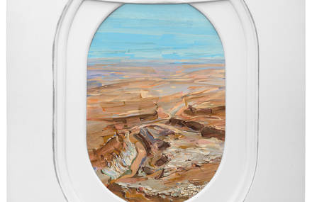 Painted Airplane Windows showing Luxurious Landscapes