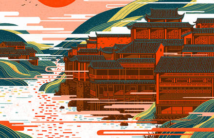 Beautiful Illustrations of Ancient Towns in China