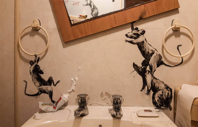 Banksy Transforms His Bathroom Into an Art Work During Quarantine