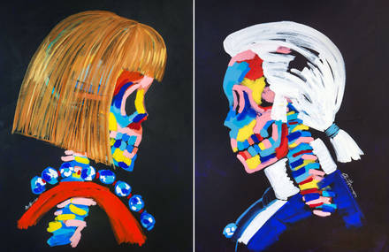 Skeletons of Pop Culture Icons through Colorful Paintings