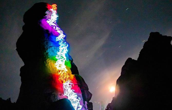 Pictures Illustrating Climbing Routes with Beautiful Lights