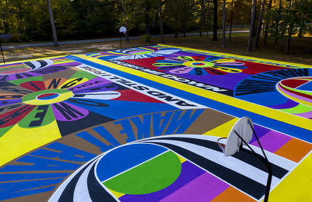 Colorful Street Art on Basketball Court