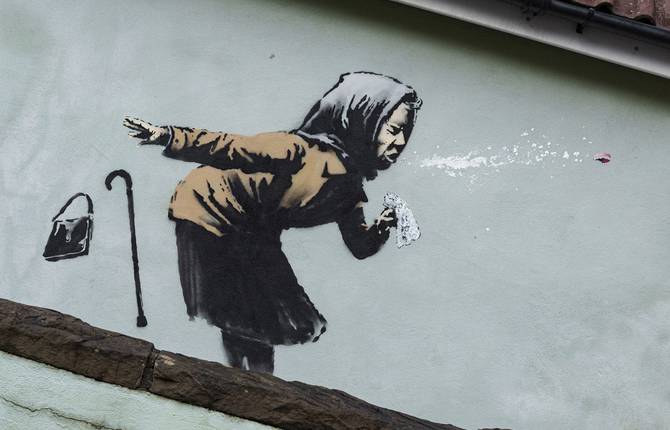 A Woman Sneezing in the Last Banksy Artwork