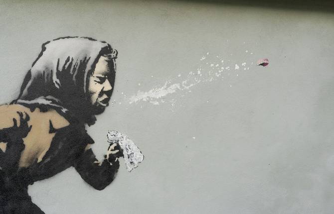 A Woman Sneezing in the Last Banksy Artwork