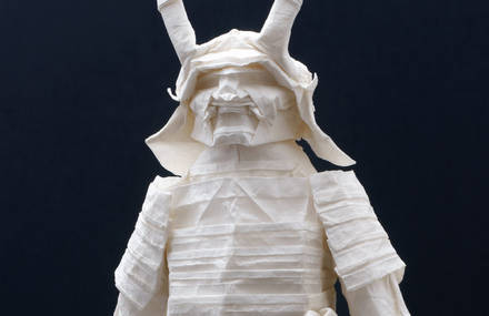 Elaborated Origami Statuette of a Samurai