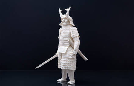 Elaborated Origami Statuette of a Samurai