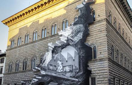 JR’s Photocollage on the Facade of a Museum in Florence