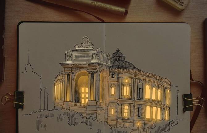 Architectural Sketches With a Warm Light