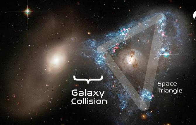 Colliding Galaxies Create a Space Triangle